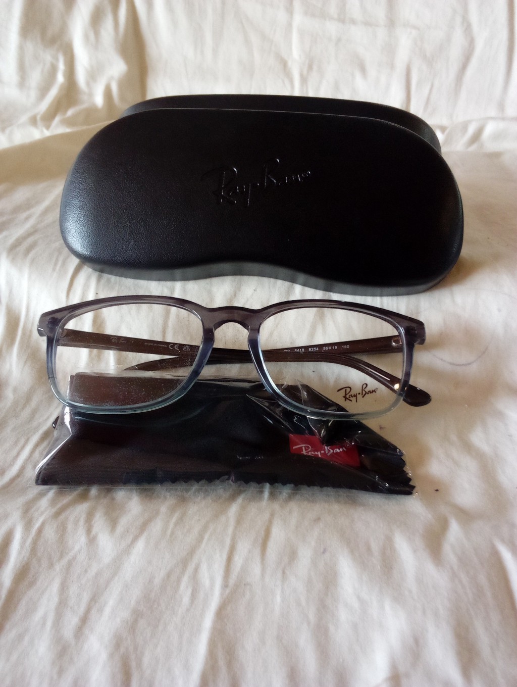 Ray Ban Rx5418 Striped Gray Blue Eyeglass Frames 56-19-150